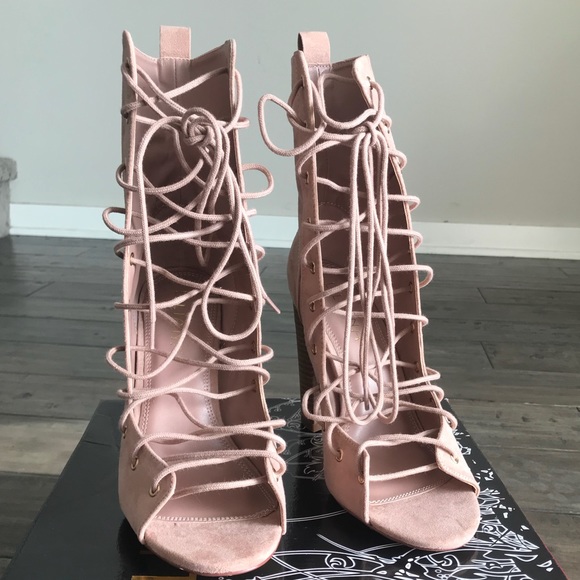 Mauve lace up heels - Picture 2 of 4